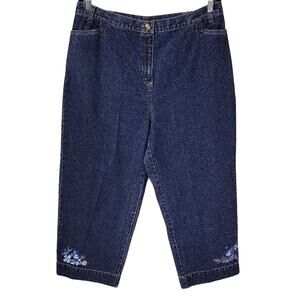 Disney Embroidered Denim Ankle Length Jeans - Size XL